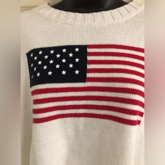 White crochet knit American flag patriotic Americana slouchy sweater size XL new - Picture 12 of 12